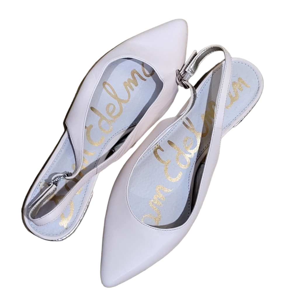 Sam Edelman sz 6 Hadley Cream Leather Slingback Flats